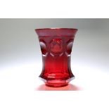 A GERMAN RUBY GLASS BEAKER, LATE 19th CENTURY