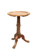 AN ANGLO-INDIAN MARBLE-TOPPED ROSEWOOD TRIPOD TABLE