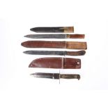 THREE WORLD WAR II PERIOD "THEATRE" MADE COMBAT FIGHTING KNIVES