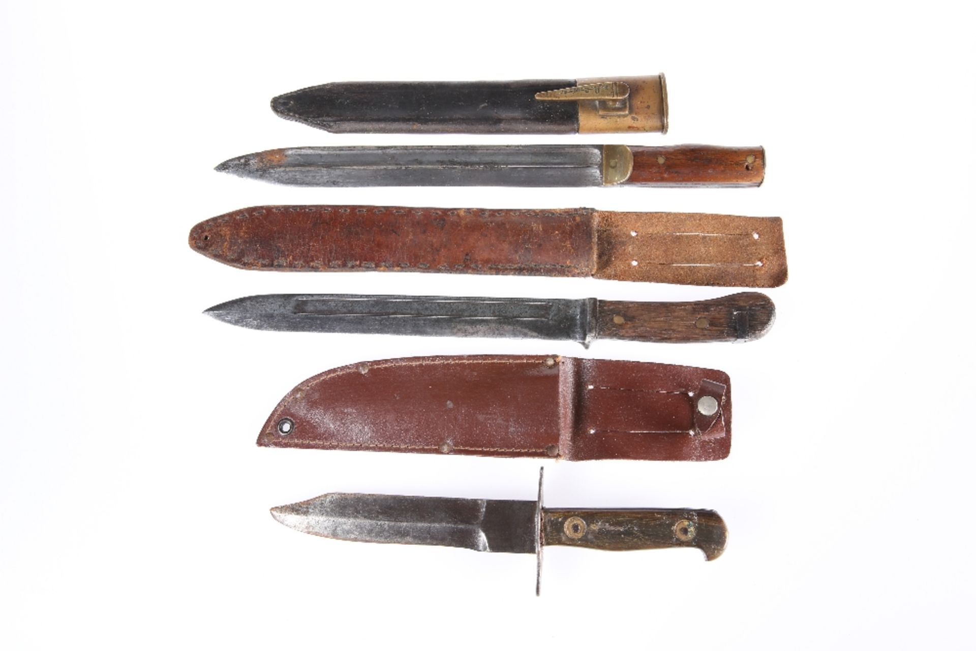 THREE WORLD WAR II PERIOD "THEATRE" MADE COMBAT FIGHTING KNIVES