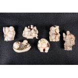 SIX JAPANESE IVORY FIGURAL NETSUKES, MEIJI PERIOD