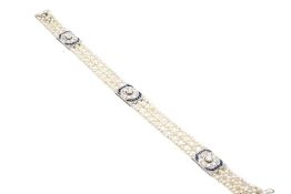 A PEARL, SAPPHIRE AND DIAMOND BRACELET