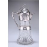 A LARGE JUGENDSTIL SILVER-PLATE MOUNTED CUT-GLASS ICED WATER JUG