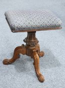 A VICTORIAN ROSEWOOD RISE AND FALL PIANO STOOL