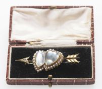 A MOONSTONE AND SEED PEARL BROOCH, CIRCA 1895