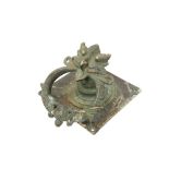 A LARGE CHINESE BRONZE TEMPLE DOOR KNOCKER