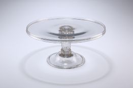 A MID-18TH CENTURY PEDESTAL STEM GLASS TAZZA