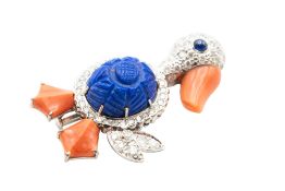 A NOVELTY GEM-SET DUCK BROOCH