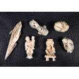 FOUR JAPANESE SIGNED IVORY NETSUKE,