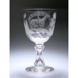 HORSE RACING INTEREST: A MID-19th CENTURY ETCHED GLASS GOBLET, BEARING A NAMED IMAGE OF "VEDETTE"