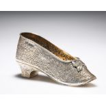 A LARGE SILVER MODEL OF A SHOE, JOHN GEORGE PIDDINGTON