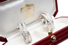 A PAIR OF DIAMOND-SET 'TRINITY' HOOP EARRINGS, BY CARTIER