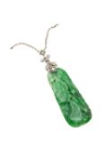 A JADEITE AND DIAMOND PENDANT NECKLACE