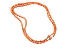 A DOUBLE-STRAND CORAL NECKLACE