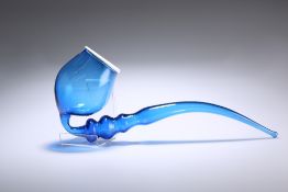 A LARGE VICTORIAN "END OF DAY" BLUE GLASS PIPE