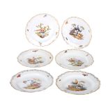 SIX MEISSEN PORCELAIN OUTSIDE DECORATED PLATES