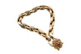 A MID 19TH CENTURY GARNET PADLOCK BRACELET