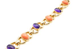 AN AMETHYST AND CORAL BRACELET, BY CARTIER