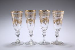 A SET OF FOUR BOHEMIAN GILDED WINE GLASSES, CIRCA 1785