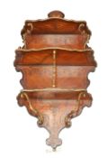 A FRENCH KINGWOOD AND MARQUETRY HANGING SHELF