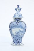 A DELFT VASE AND COVER, c. 1900