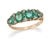 AN EMERALD AND DIAMOND RING