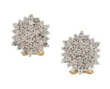 A PAIR OF DIAMOND CLUSTER EARRINGS