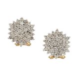 A PAIR OF DIAMOND CLUSTER EARRINGS