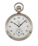 A MILITARY ISSUE STEEL POCKET WATCH