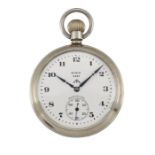 A MILITARY ISSUE STEEL POCKET WATCH