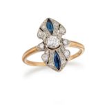 A SAPPHIRE AND DIAMOND DRESS RING