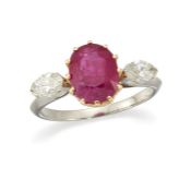 A RUBY AND DIAMOND RING