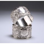 A PAIR OF CHINESE SILVER NAPKIN RINGS