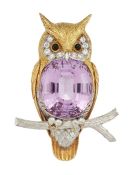 A GEM-SET OWL BROOCH