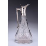 A GEORGE V SILVER-MOUNTED CUT-GLASS CLARET JUG