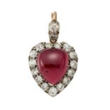 A GARNET AND DIAMOND PENDANT