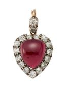 A GARNET AND DIAMOND PENDANT