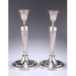 A GOOD PAIR OF GEORGE III NEO-CLASSICAL SILVER CANDLESTICKS