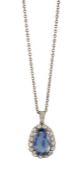 A SAPPHIRE AND WHITE TOPAZ PENDANT NECKLACE