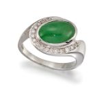 A JADEITE AND DIAMOND RING