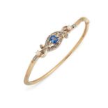 A SAPPHIRE AND DIAMOND BANGLE