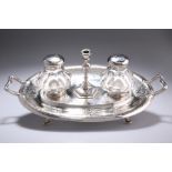 A VICTORIAN SILVER INKSTAND WITH TAPERSTICK