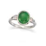 A JADEITE AND DIAMOND RING