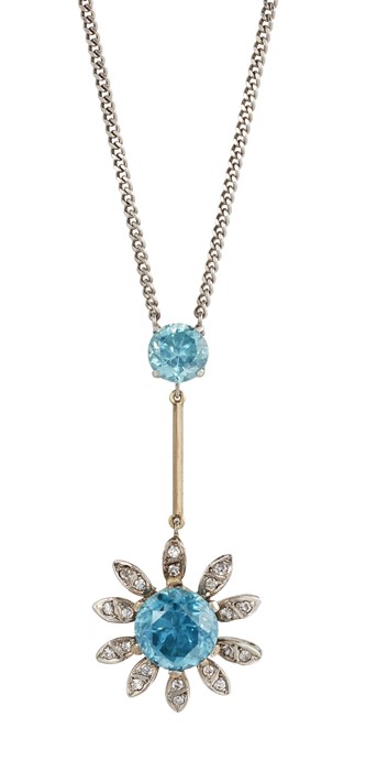 A ZIRCON AND DIAMOND PENDANT NECKLACE - Image 2 of 2