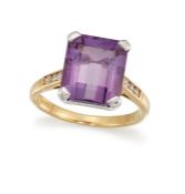 AN AMETHYST AND DIAMOND RING