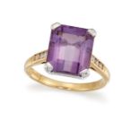 AN AMETHYST AND DIAMOND RING