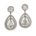 A PAIR OF DIAMOND PENDANT EARRINGS