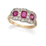 A LATE 19TH CENTURY RUBY AND DIAMOND CLUSTER RING