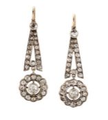 A PAIR OF DIAMOND PENDANT EARRINGS