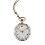 A SMALL CONTINENTAL SILVER FOB WATCH